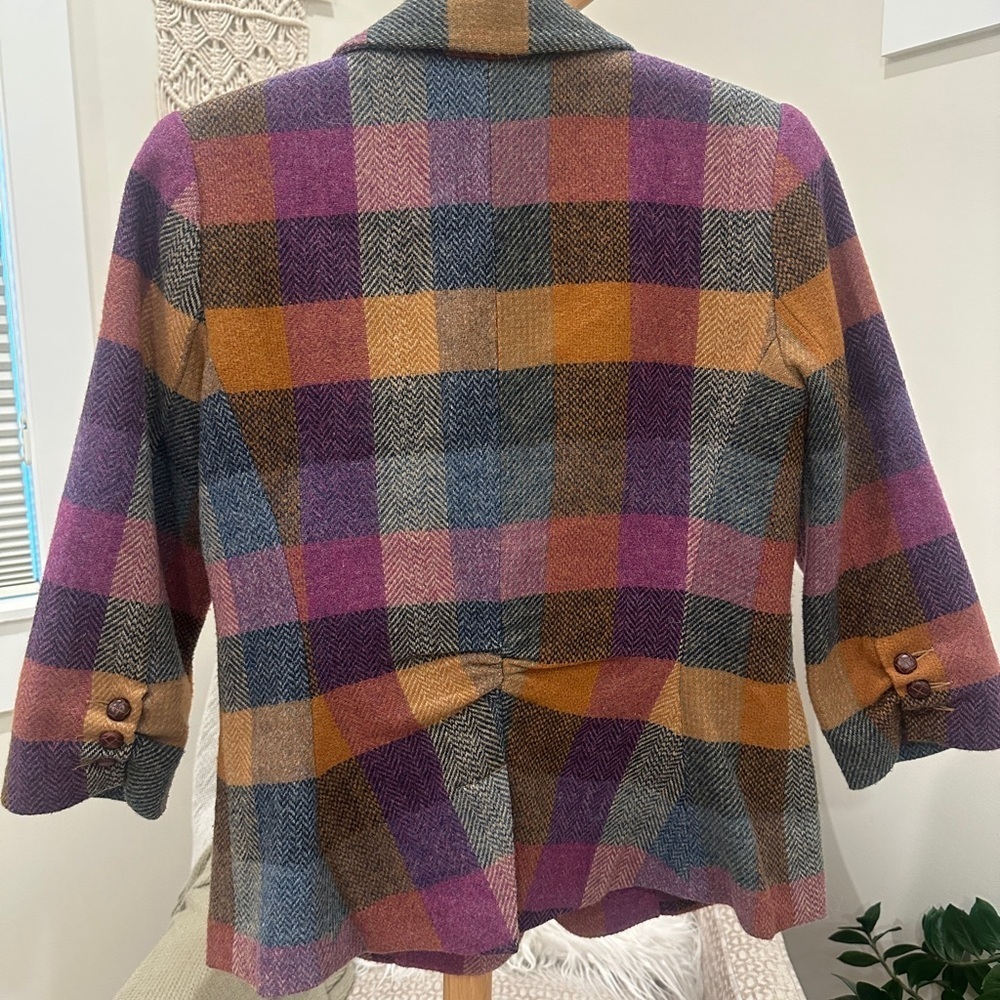 CAbi Plaid Wool Blend Blazer Jacket Size 6 - Picture 4 of 5